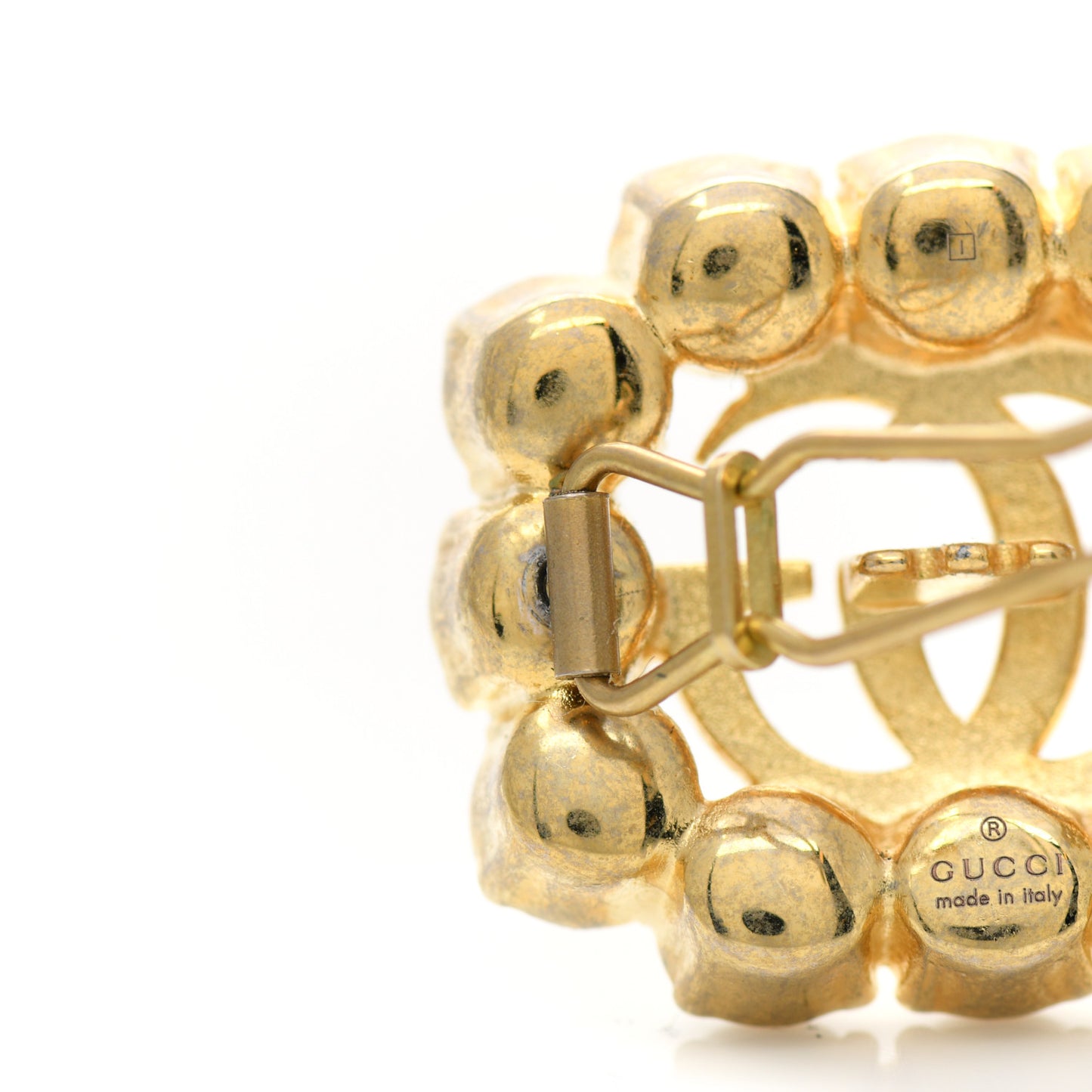 Metal Pearl Double G Hair Clip Aged Gold