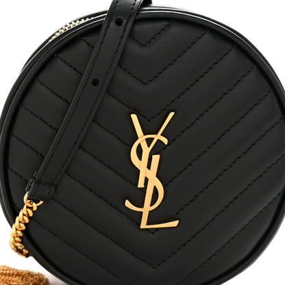Saint Laurent Calfskin Matelasse Chevron Quilted Baby Round Vinyle Belt Bag Black 8 of 10