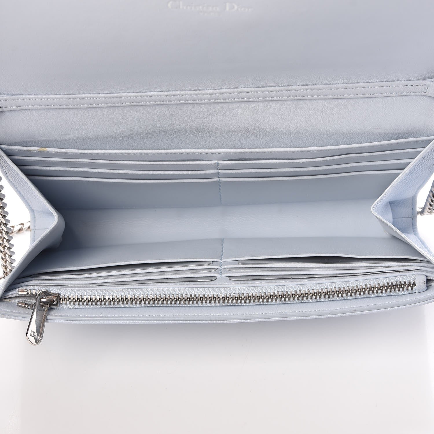 Christian Dior Grained Calfskin Diorama Croisiere Chain Wallet Light Blue 5 of 8