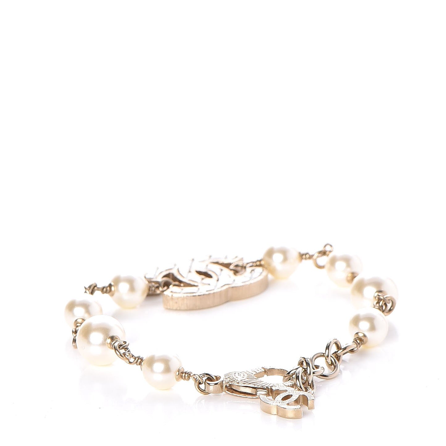 Pearl Metal Quilted CC Bracelet Gold