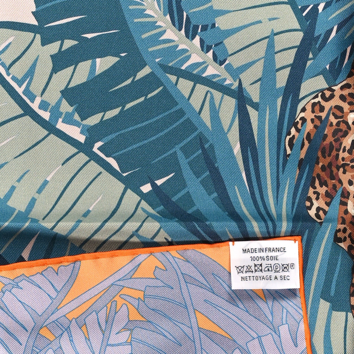 Hermes Silk Les Douze Leopards Double Face Scarf 90 Rose Poudre Ardoise Orange 3 of 4