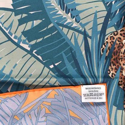 Hermes Silk Les Douze Leopards Double Face Scarf 90 Rose Poudre Ardoise Orange 3 of 4