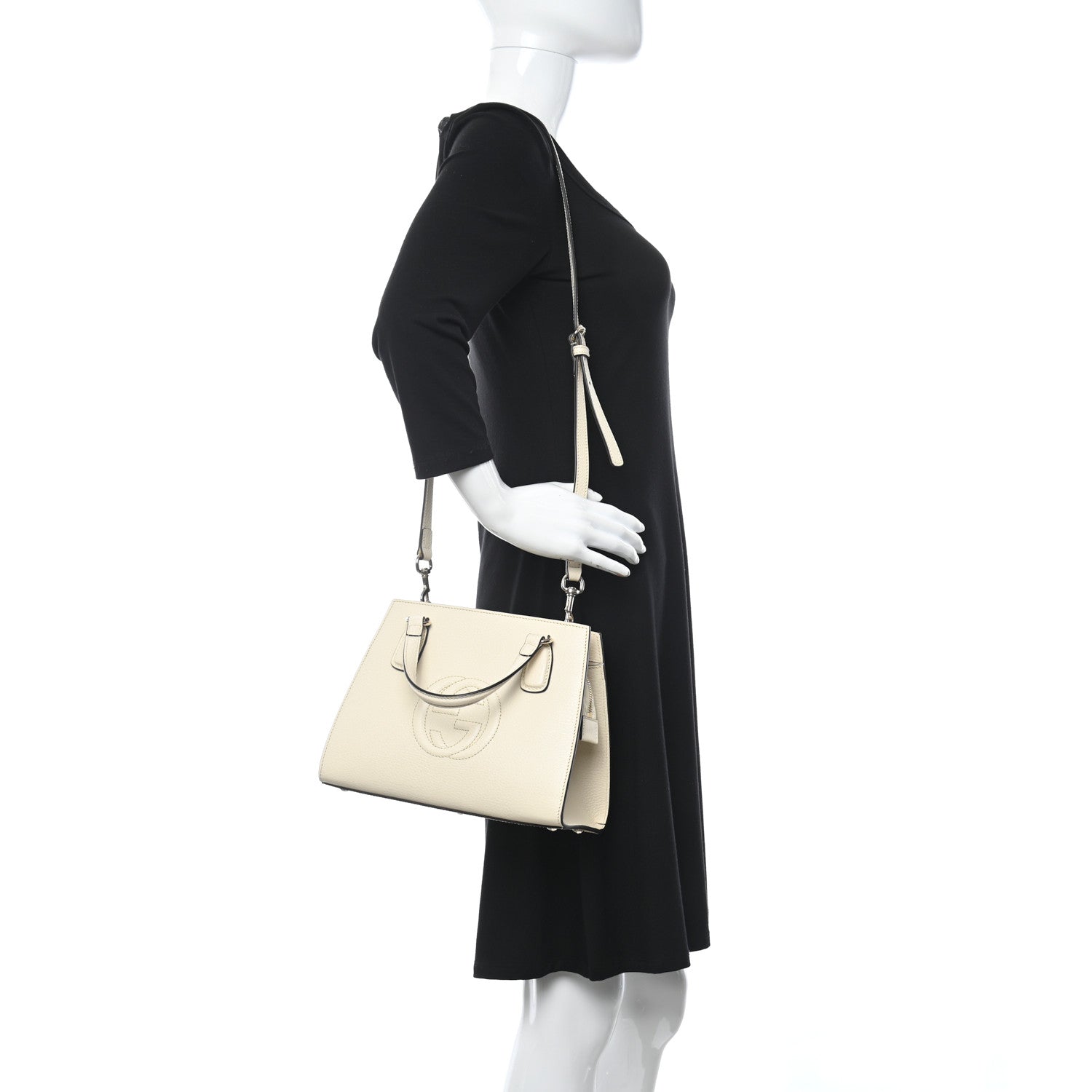 Gucci Dollar Calfskin Medium Soho Top Handle Satchel Ivoire 2 of 7