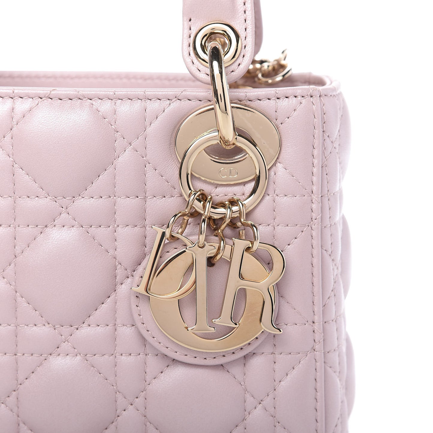 Metallic Lambskin Cannage Mini Lady Dior Lotus
