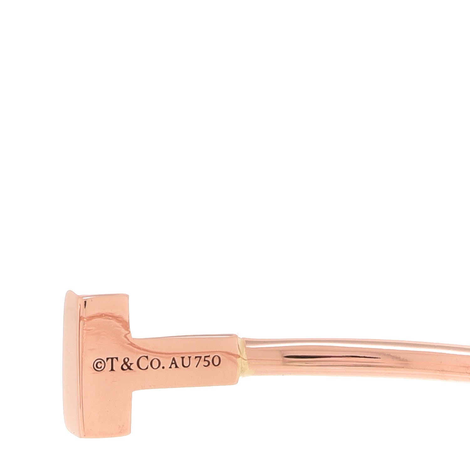 Tiffany 18K Rose Gold Narrow T Wire Bracelet 4 of 5