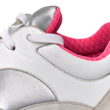 Chanel Calfskin Fabric Sneakers 39 White Silver Fluo Pink 15 of 24