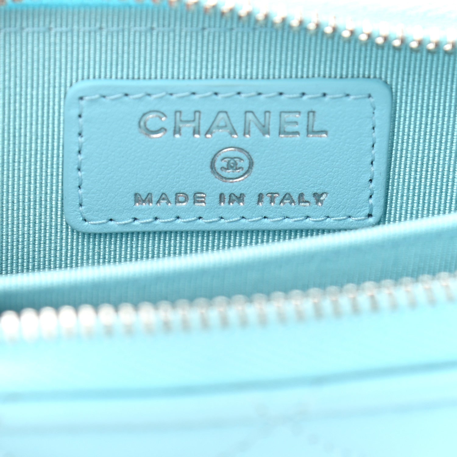 Chanel Lambskin Quilted Zip Around Coin Purse Wallet Neon Blue 5 of 7