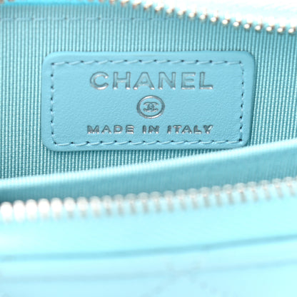 Chanel Lambskin Quilted Zip Around Coin Purse Wallet Neon Blue 5 of 7