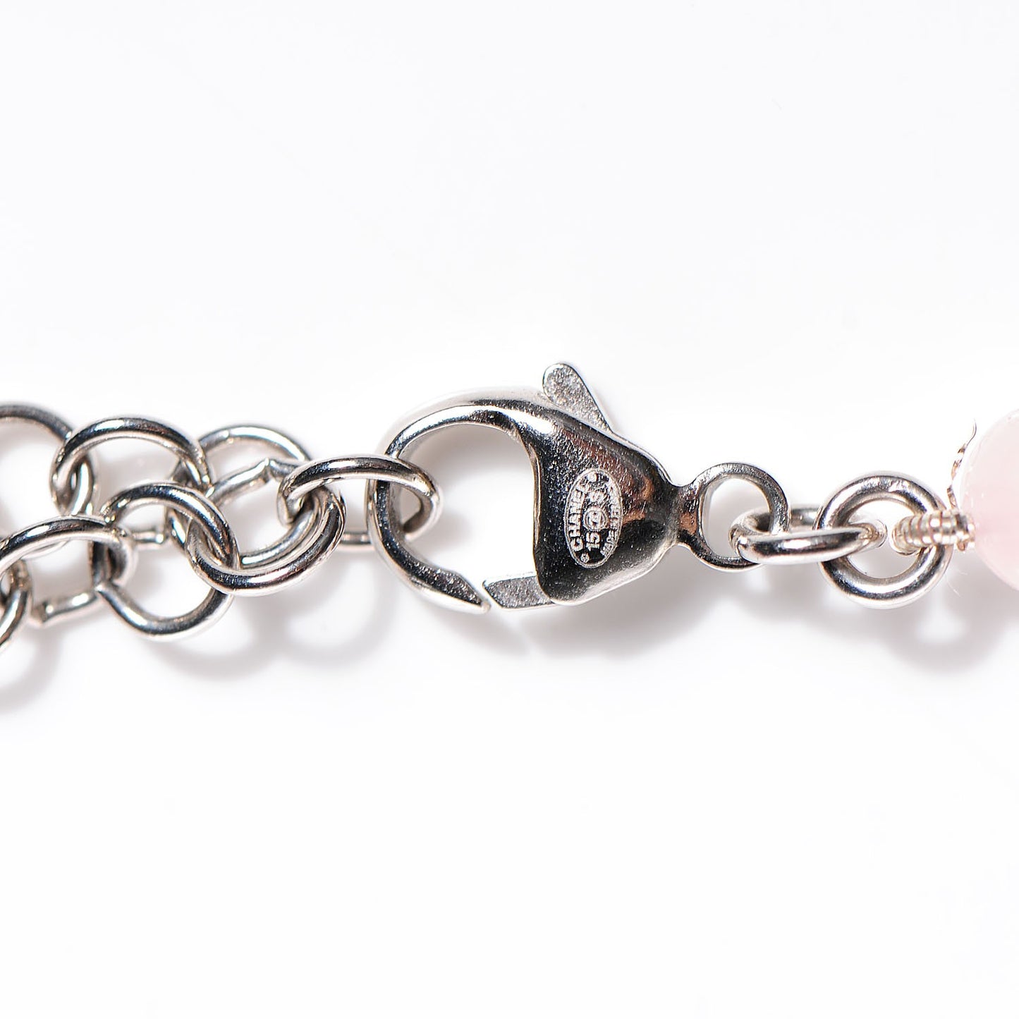 Bead Crystal CC Short Choker Necklace Silver