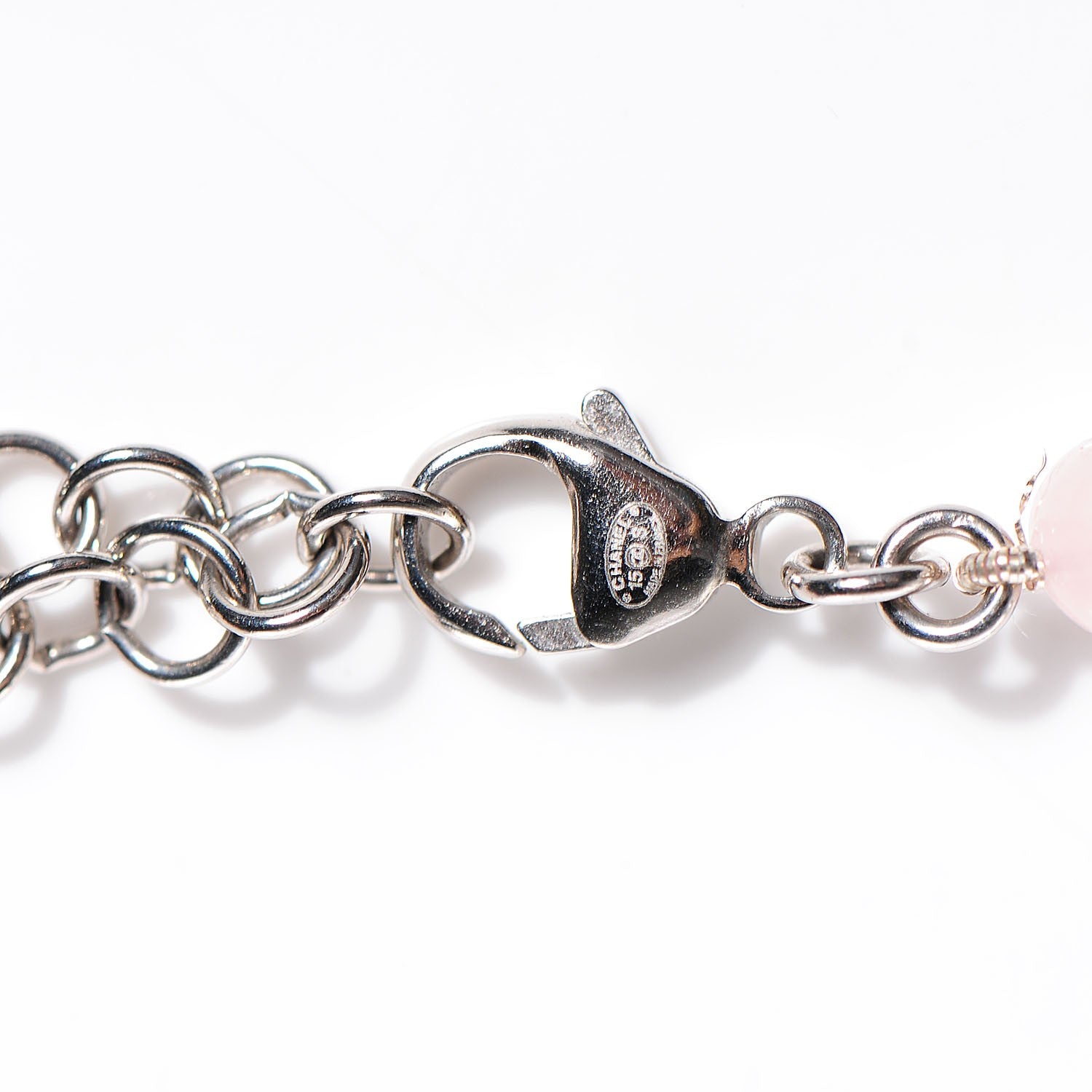 Chanel Bead Crystal CC Short Choker Necklace Silver 3 of 4