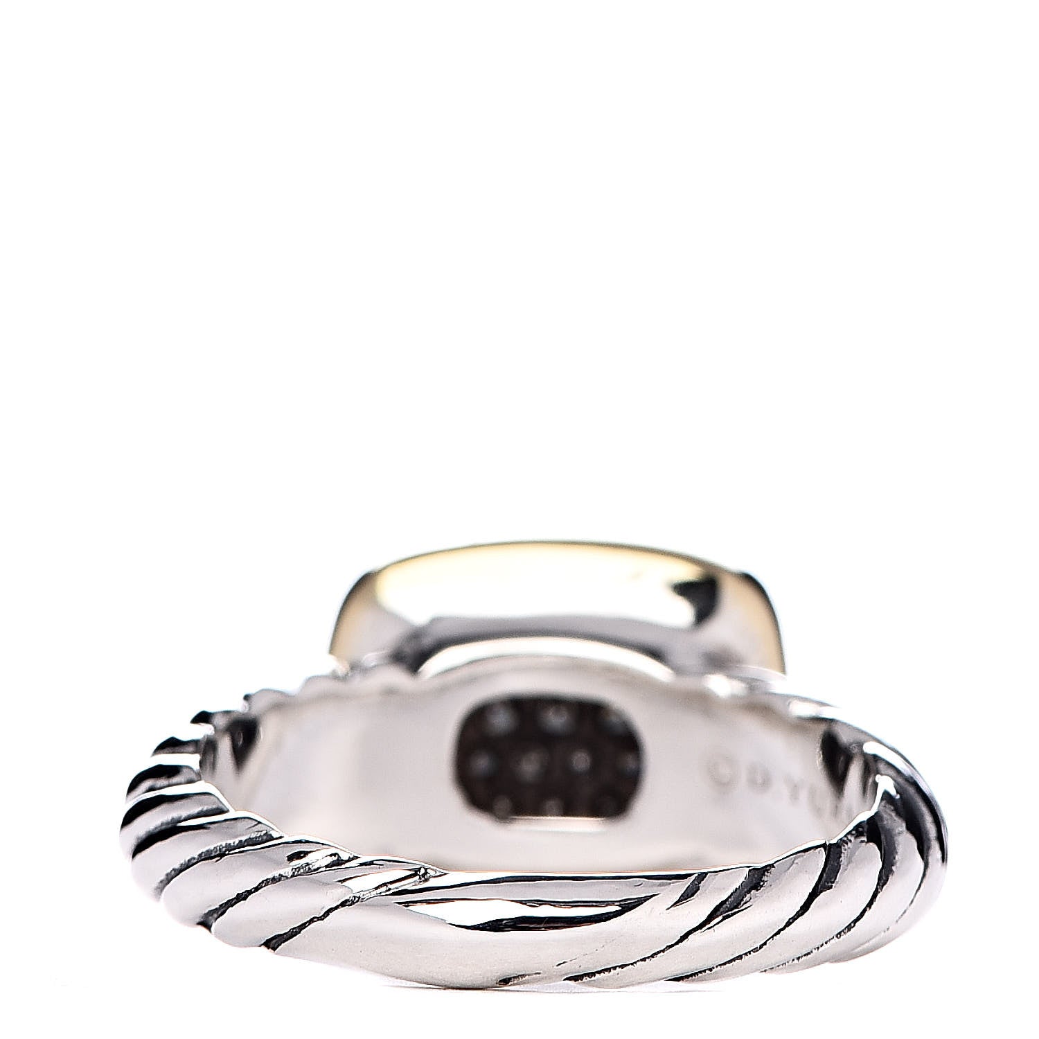 David Yurman Sterling Silver 18K Yellow Gold Diamond 10mm Noblesse Ring 49 5 4 of 6
