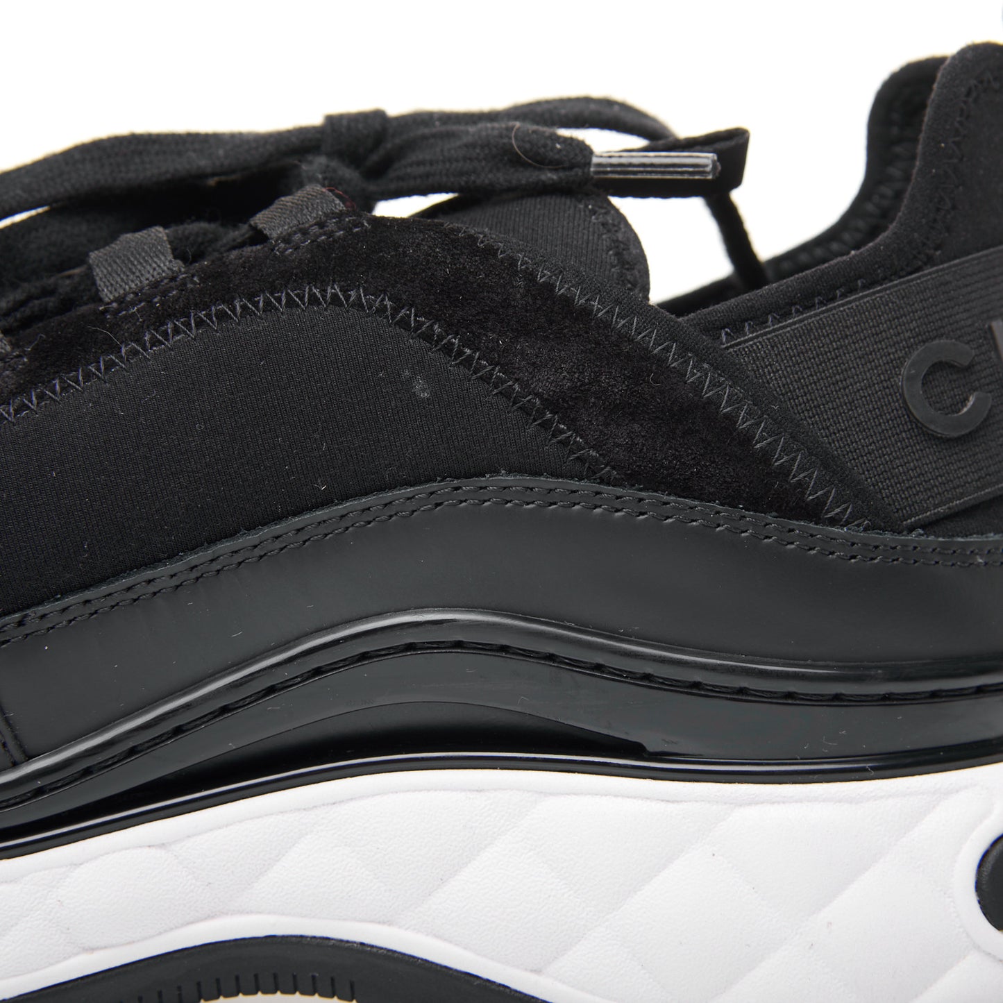 Velvet Calfskin Mixed Fibers CC Sneakers 41 Black