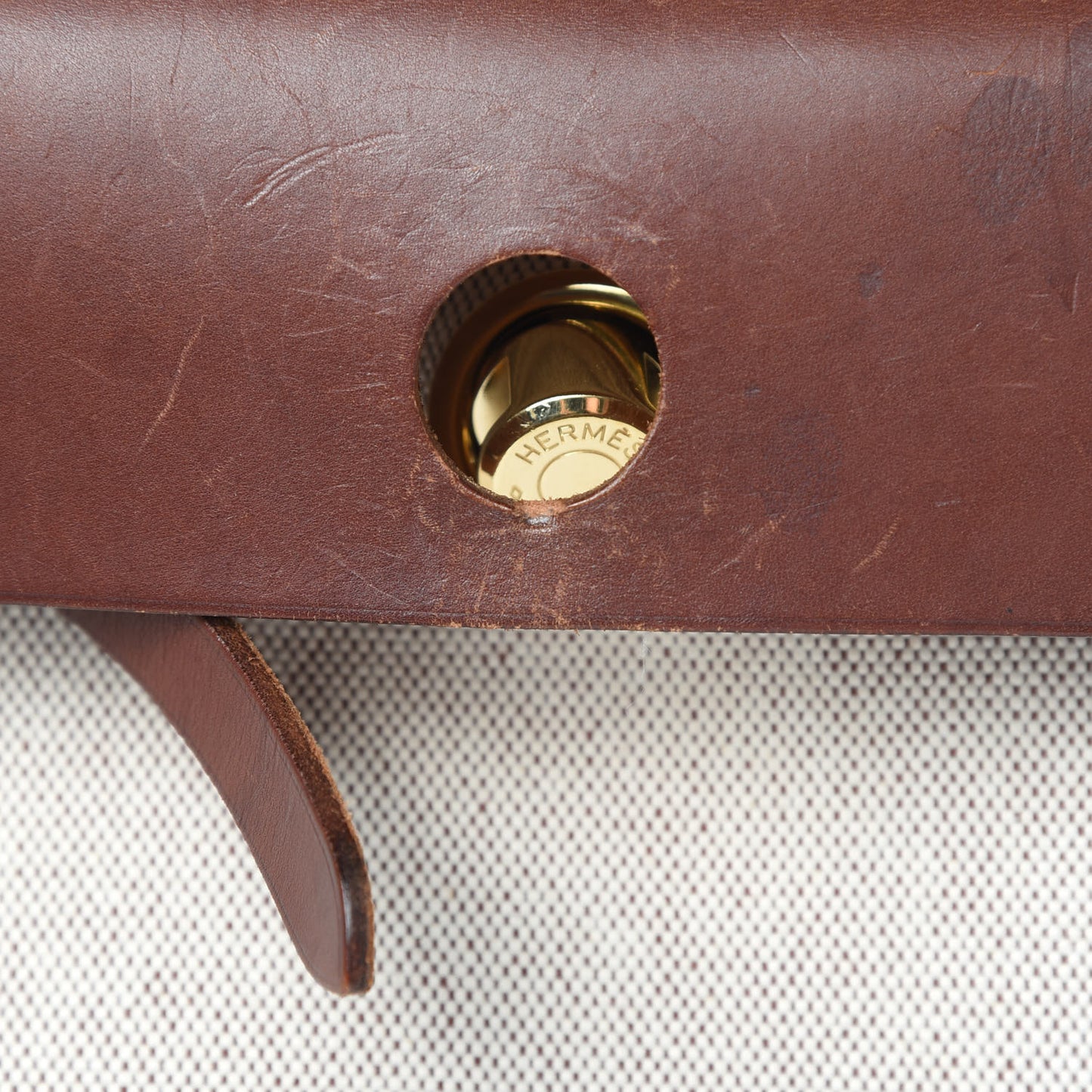 Toile Vache Calfskin Herbag 30 PM Natural Havane