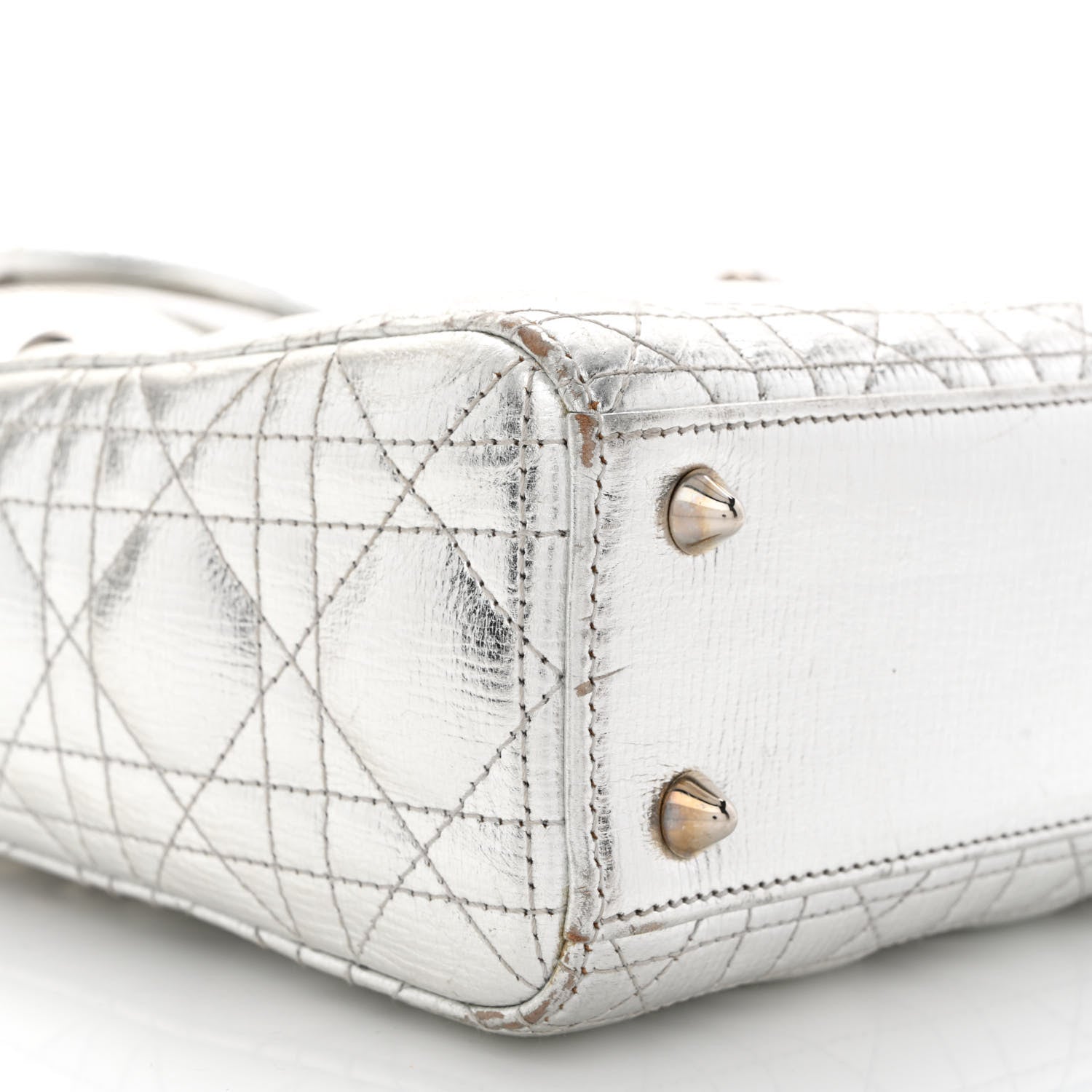 Christian Dior Metallic Grained Calfskin Cannage Small Lucky Badges My Lady Dior Silver 9 of 16