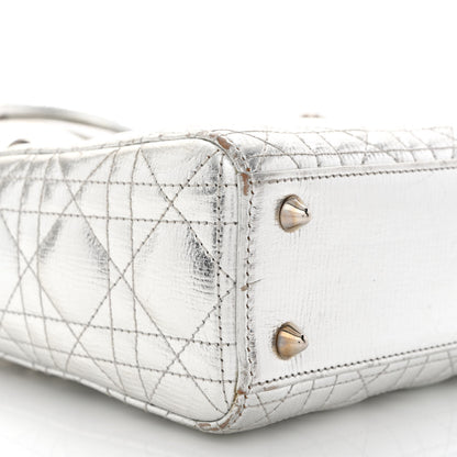 Christian Dior Metallic Grained Calfskin Cannage Small Lucky Badges My Lady Dior Silver 9 of 16