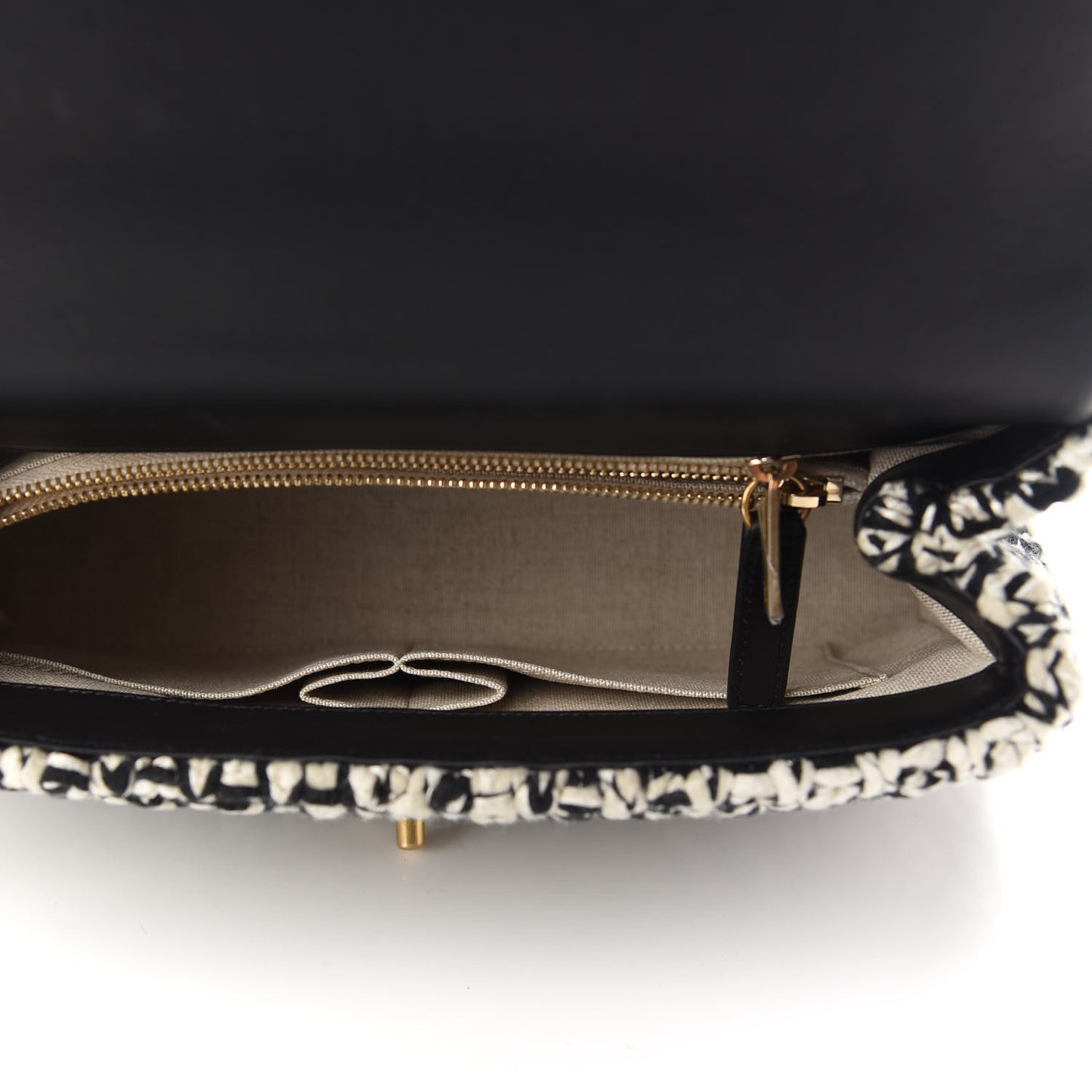 Crochet Small Coco Handle Flap Black Beige