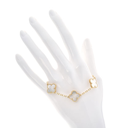 Van Cleef & Arpels 18K Yellow Gold Mother of Pearl 5 Motifs Vintage Alhambra Bracelet 2 of 5