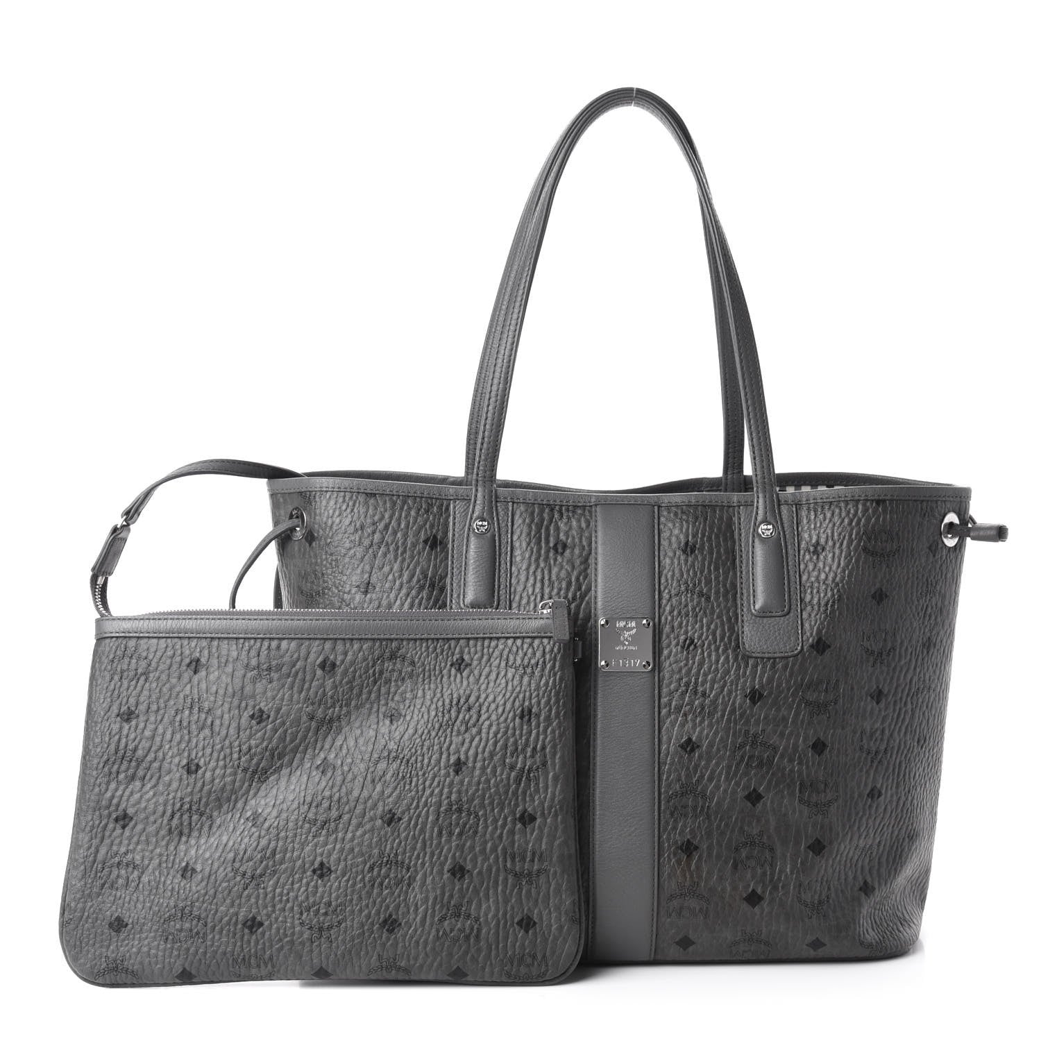 MCM Visetos Medium Liz Reversible Shopper Tote Phantom Grey 1 of 15