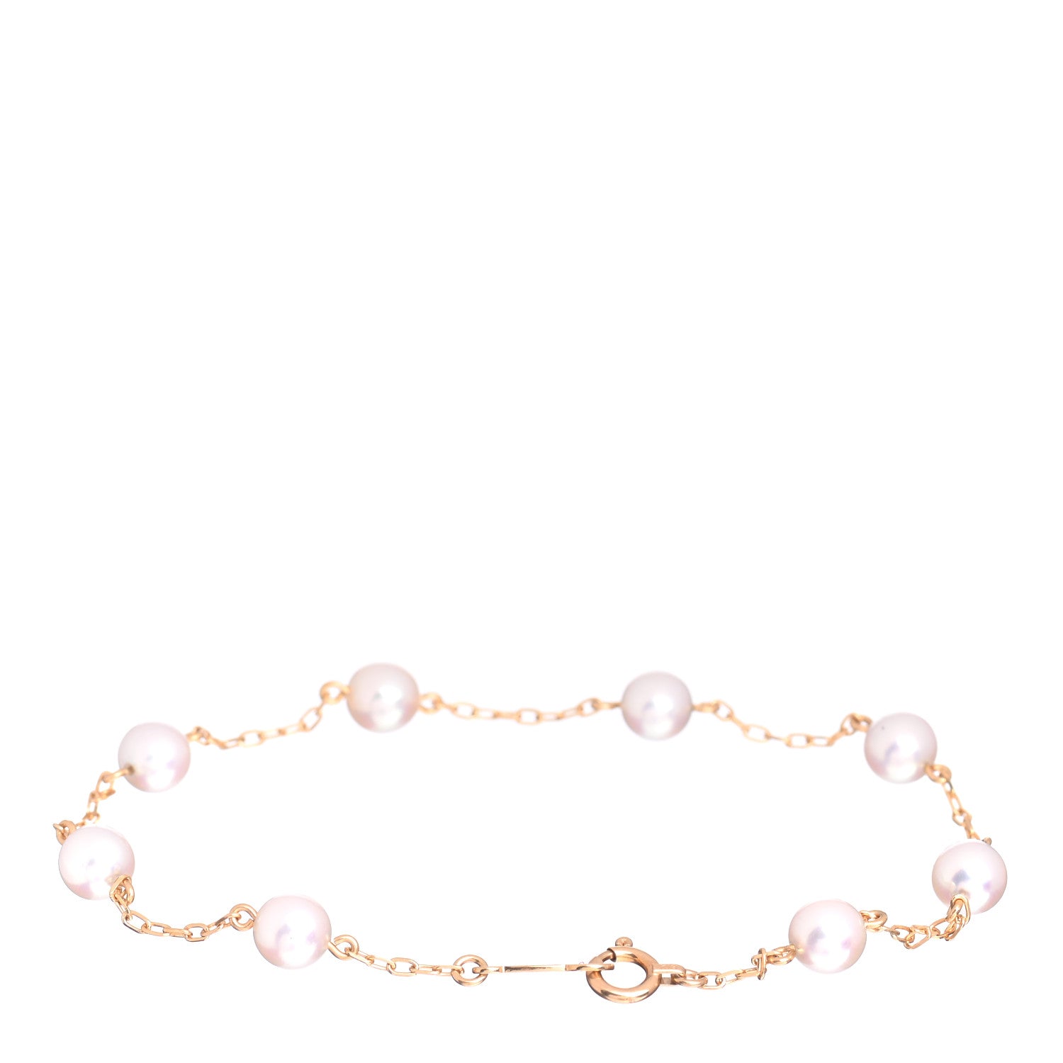 Mikimoto 18K Yellow Gold Akoya Pearl 5mm Station Bracelet 3 of 4