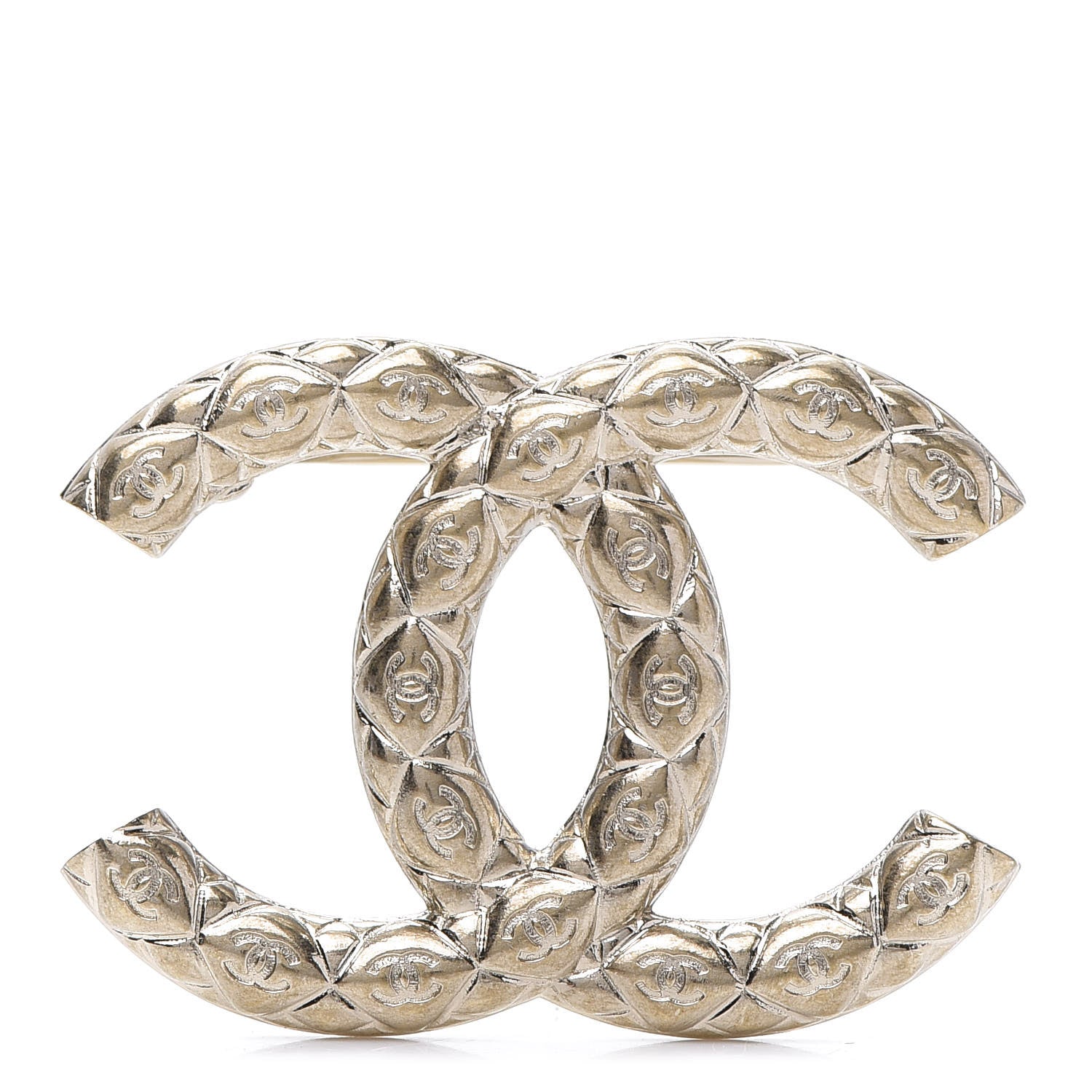 Chanel Metal CC Diamond Quilted Brooch Light Gold 1 of 4