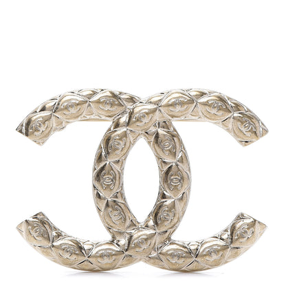 Chanel Metal CC Diamond Quilted Brooch Light Gold 1 of 4