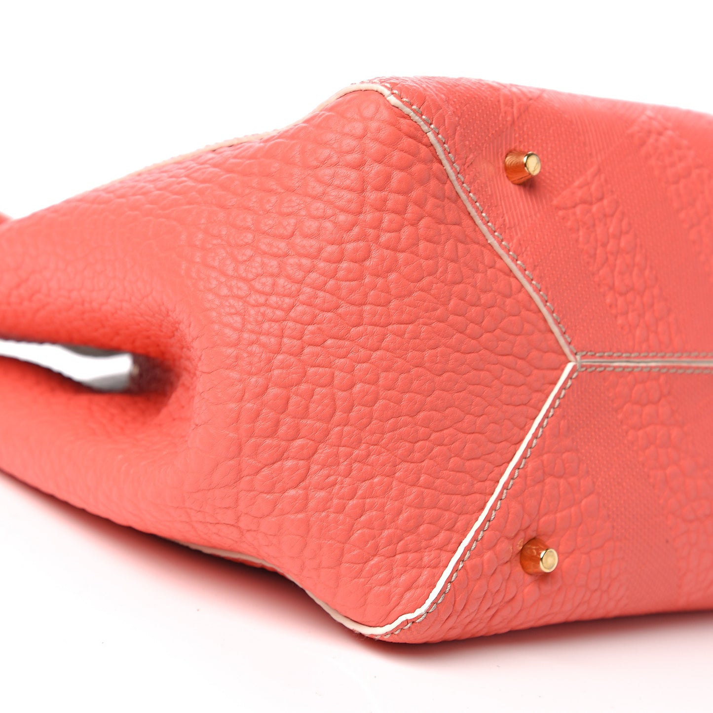Signature Grain Calfskin Check Embossed Small Canterbury Tote Rose Pink