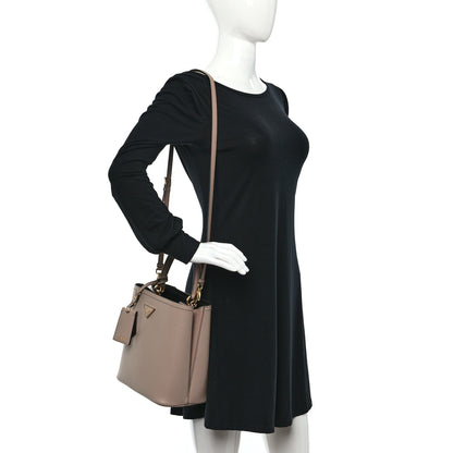 Prada Saffiano Cuir Medium Panier Bucket Bag Cipria Black 3 of 9