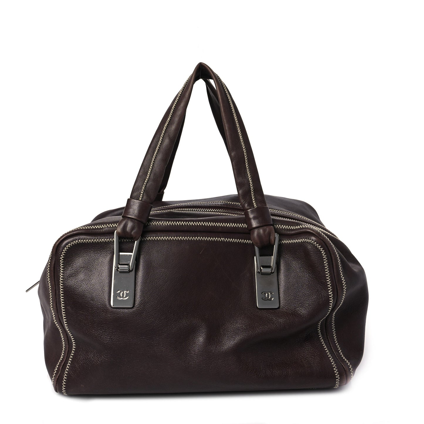 Deerskin Stitched Medium Bowler Brown