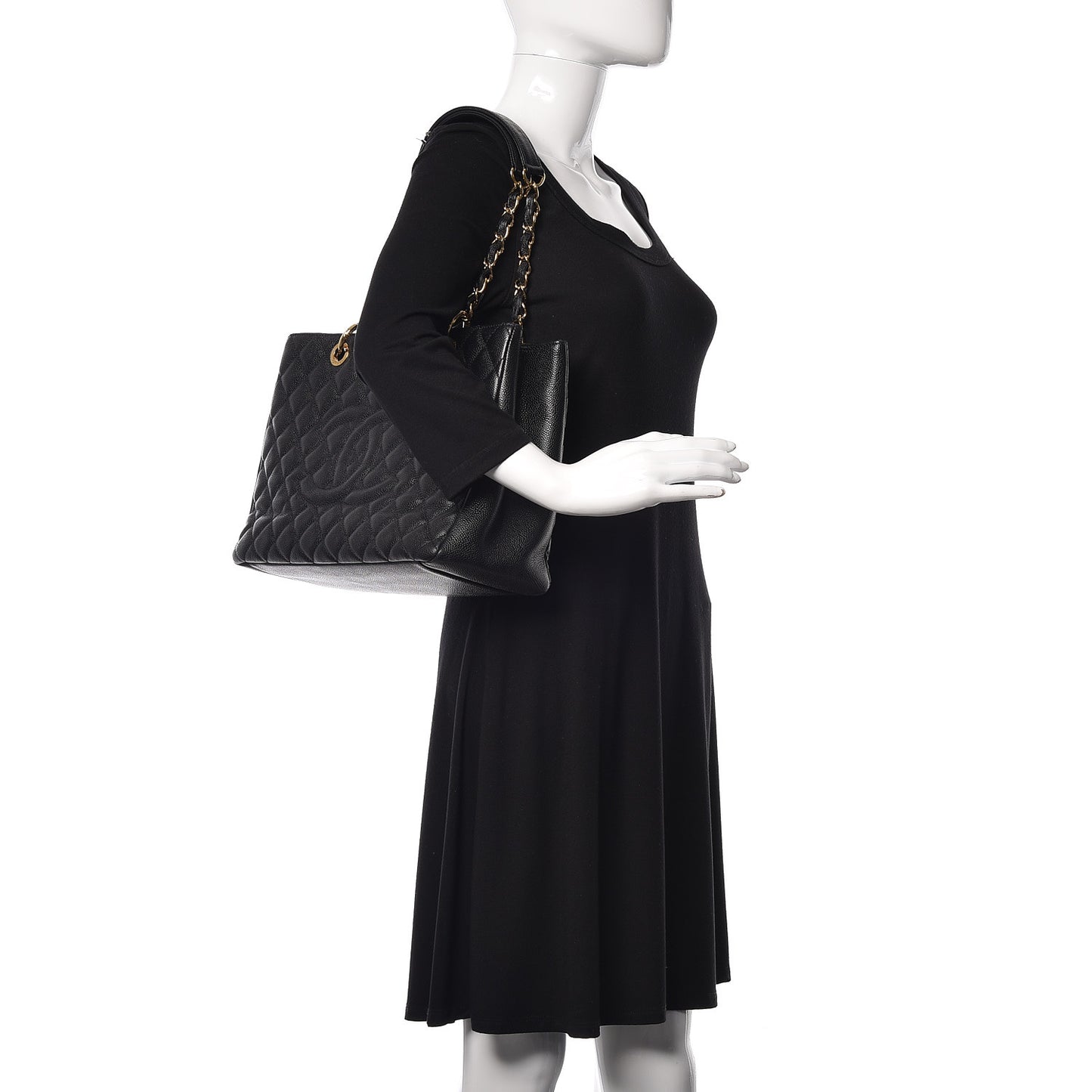 Caviar Quilted Grand Shopping Tote GST Black