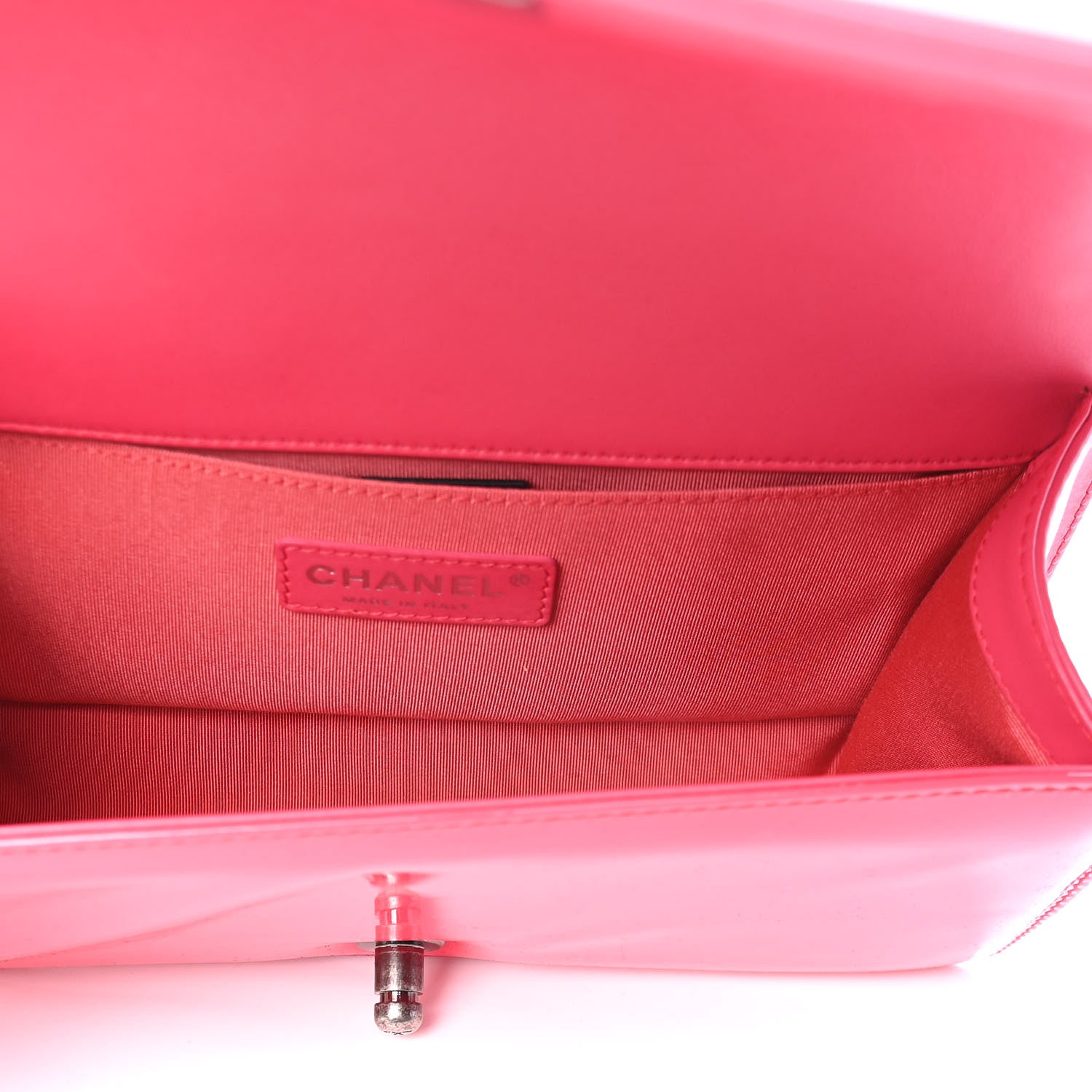 Chanel Patent Calfskin Enamel Quilted Medium Boy Flap Dark Pink 4 of 5