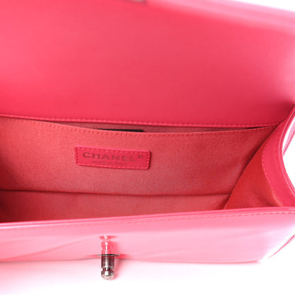 Chanel Patent Calfskin Enamel Quilted Medium Boy Flap Dark Pink 4 of 5