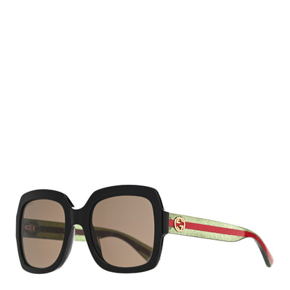 Gucci Acetate Oversize Square Web GG 0036S Sunglasses Black Green 1 of 8