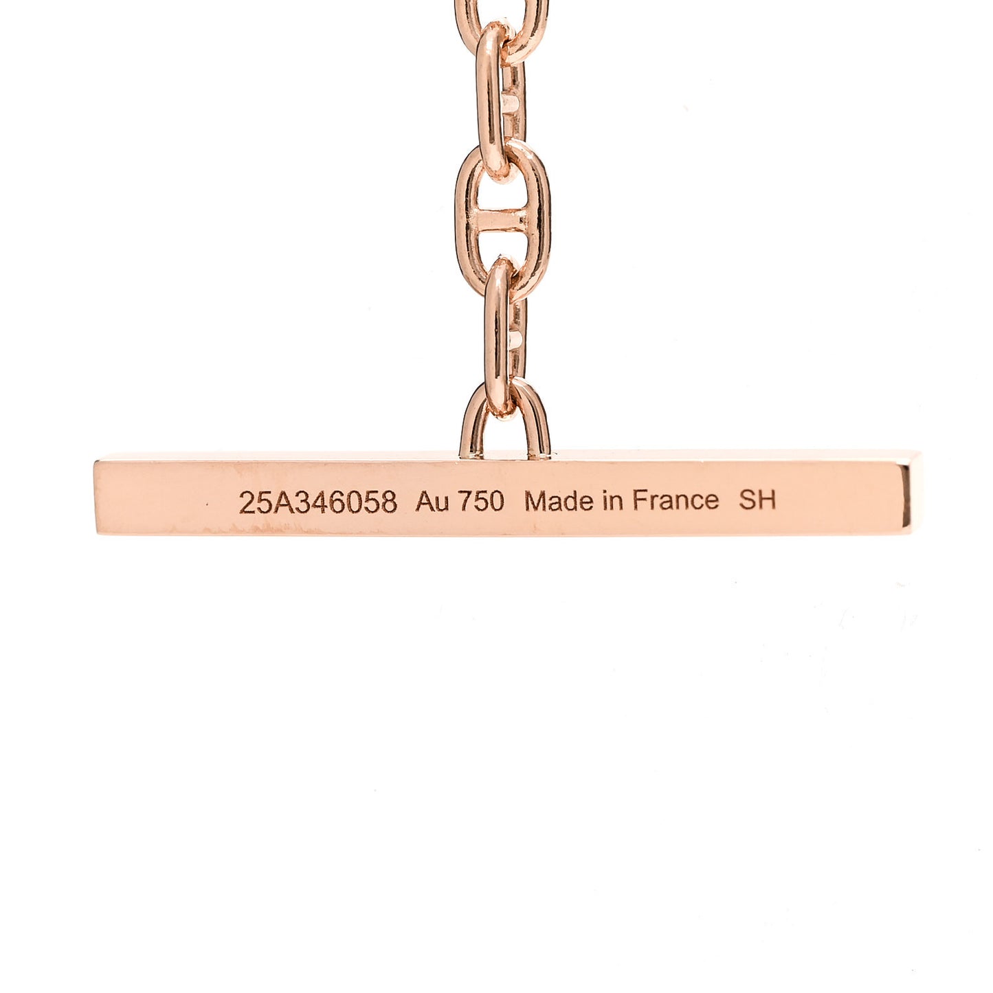 18K Rose Gold Diamond GM Chaine D'Ancre Contour Pendant Necklace SH