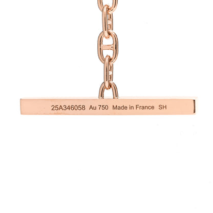 Hermes 18K Rose Gold Diamond GM Chaine D'Ancre Contour Pendant Necklace SH 6 of 8