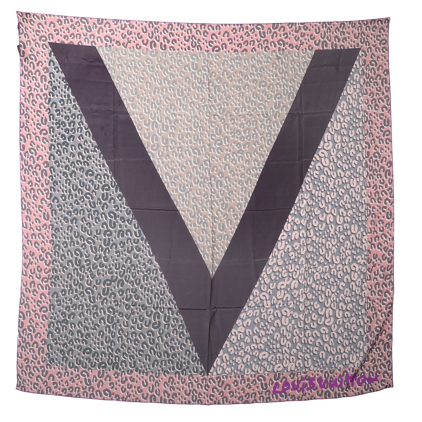 Silk Leopard V Giant Square Stole Scarf Rose