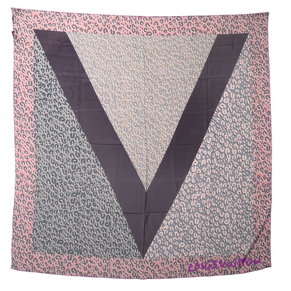 Louis Vuitton Silk Leopard V Giant Square Stole Scarf Rose 3 of 7