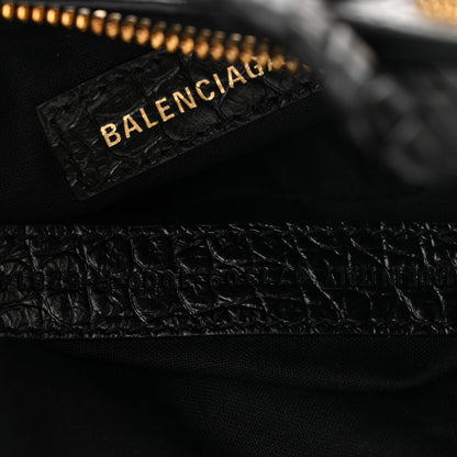 Balenciaga Extra Supple Calfskin Crocodile Embossed Le Cagole Shoulder Bag XS Black 8 of 11