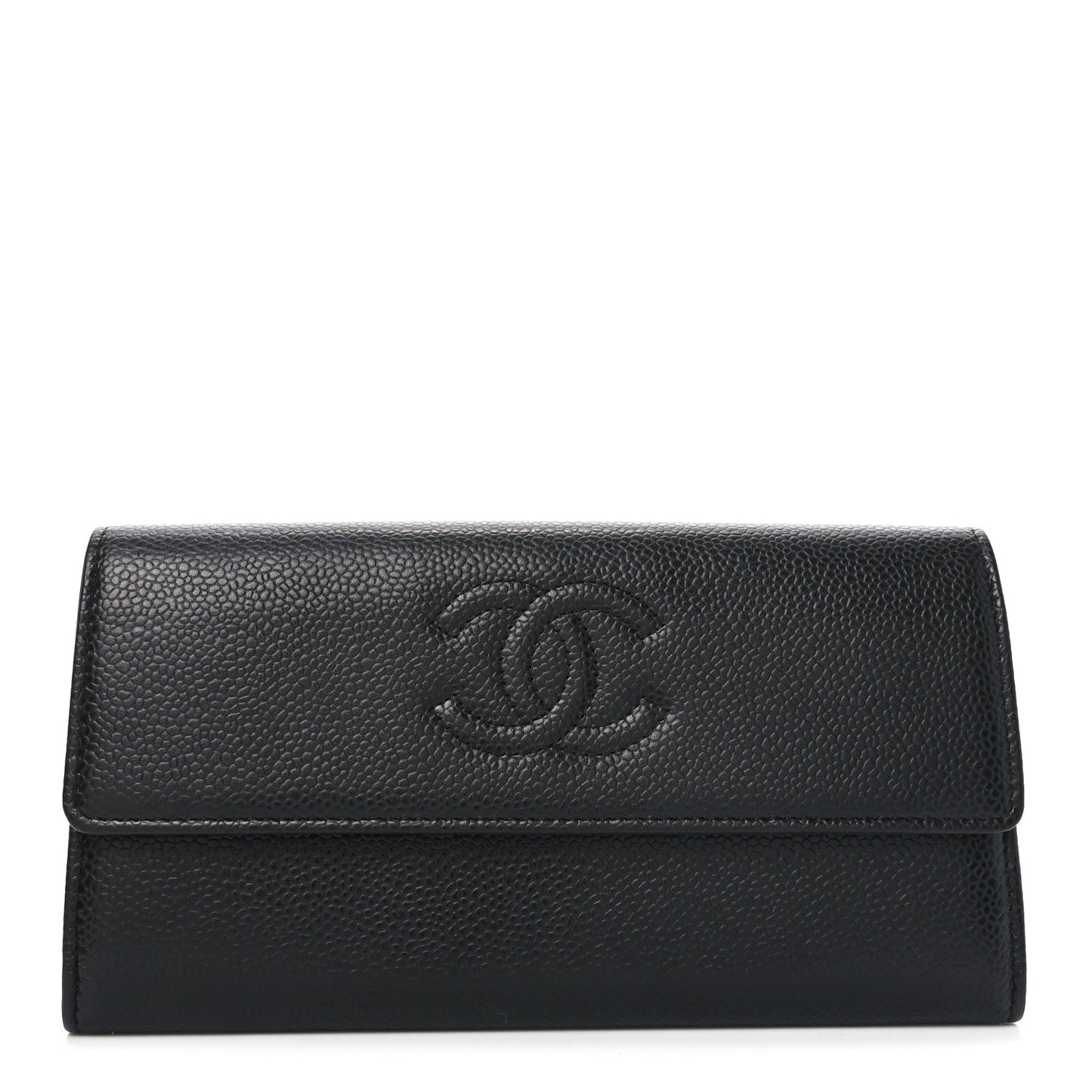Caviar Timeless CC Large Gusset Flap Wallet Black