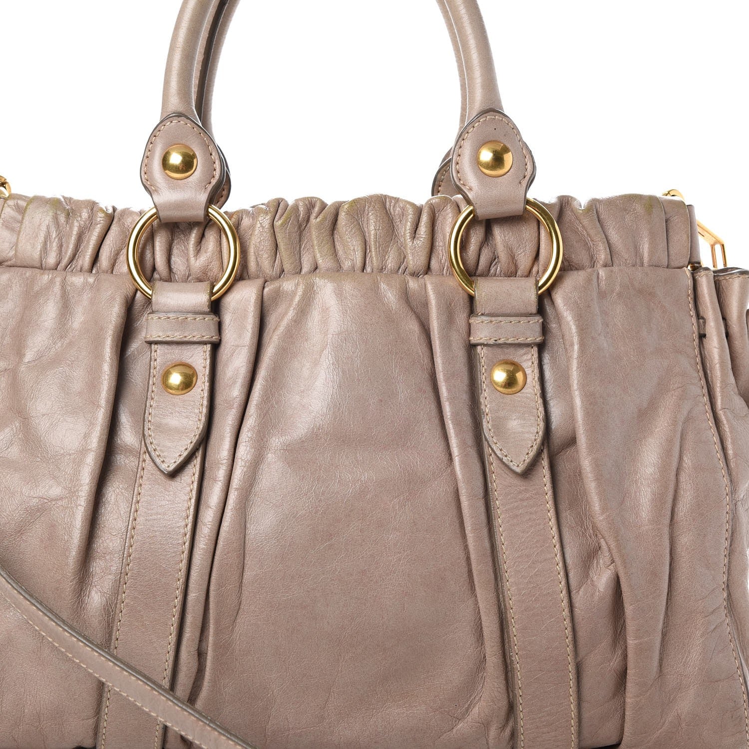 Miu Miu Vitello Lux Gathered Tote Pomice 15 of 16