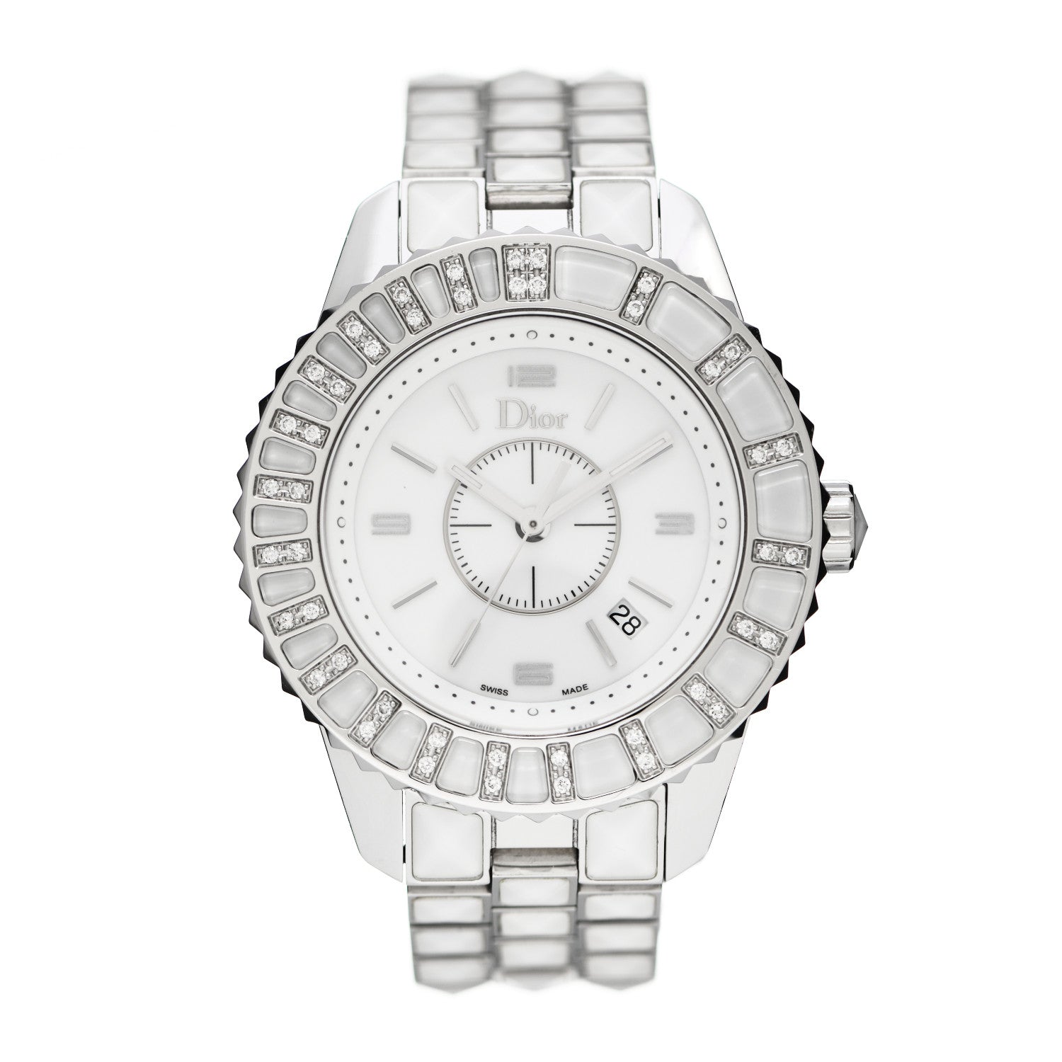 Christian Dior Stainless Steel Diamond Sapphire 33mm Christal Quartz Watch White 1 of 4