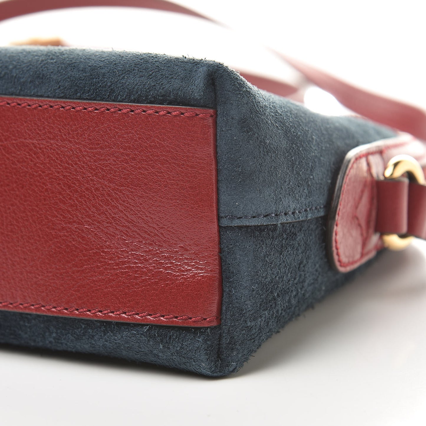 Suede Calfskin Web Small Ophidia Dome Shoulder Bag New Blue Romantic Cherry