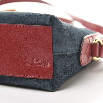 Gucci Suede Calfskin Web Small Ophidia Dome Shoulder Bag New Blue Romantic Cherry 10 of 11