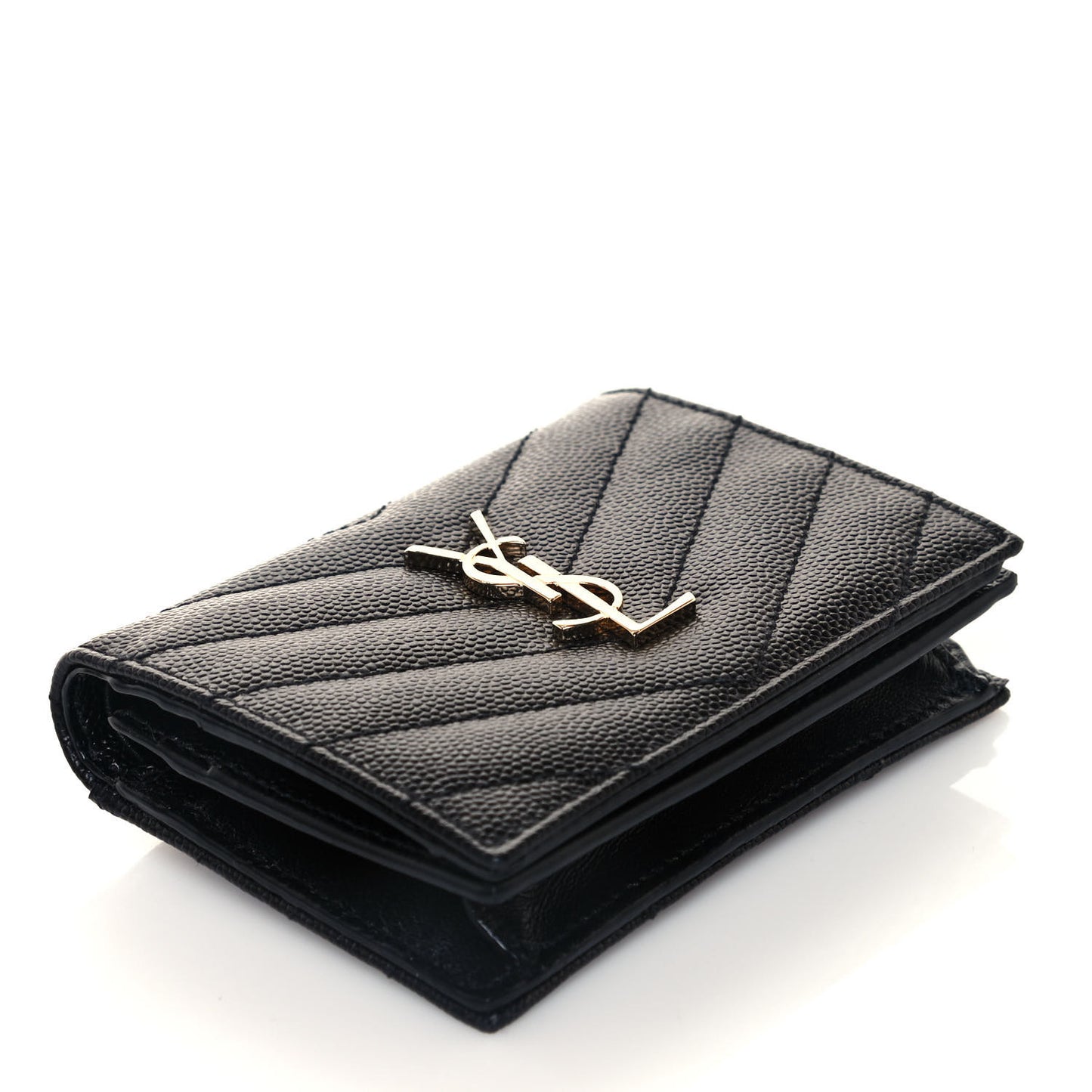 Grain De Poudre Matelasse Chevron Monogram Card Case Black