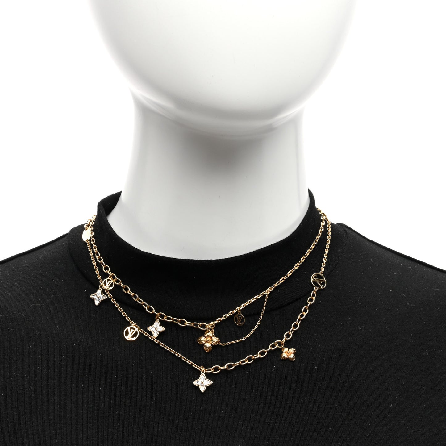 Metal Blooming Strass Necklace Gold