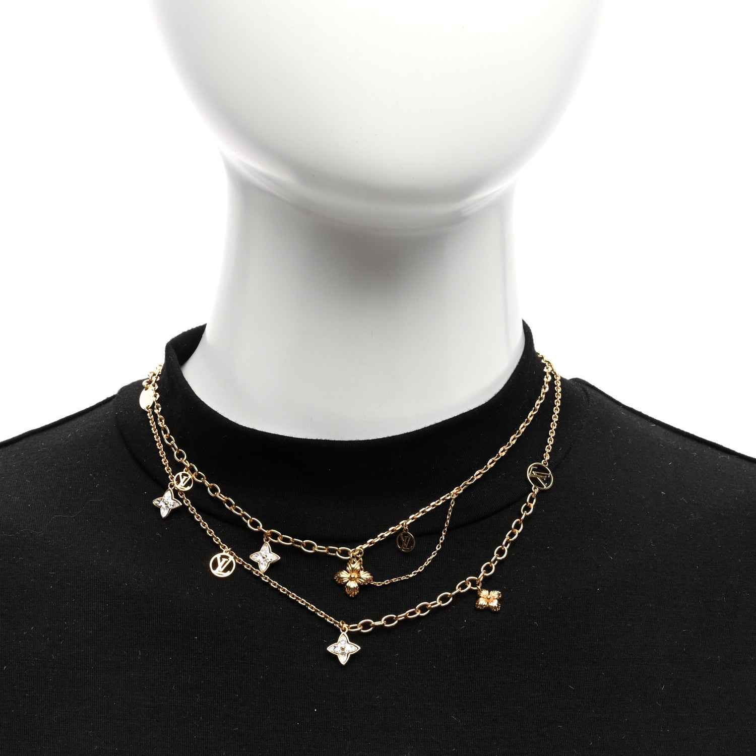 Louis Vuitton Metal Blooming Strass Necklace Gold 2 of 7