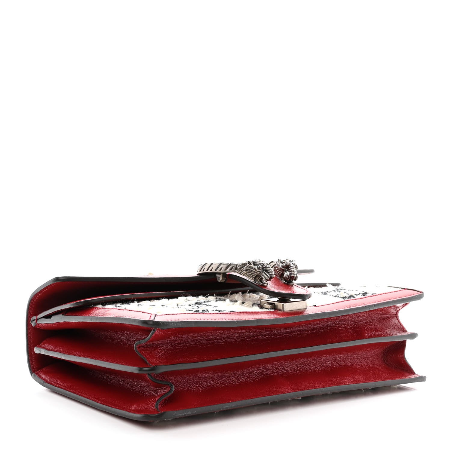 Gucci Tweed GG Monogram Small Dionysus Shoulder Bag White Black Romantic Cherry 4 of 10
