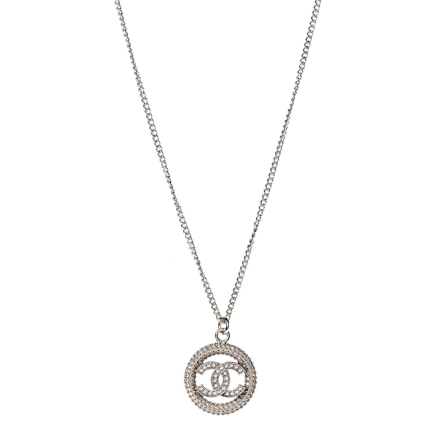 Crystal CC Medallion Pendant Necklace Gold