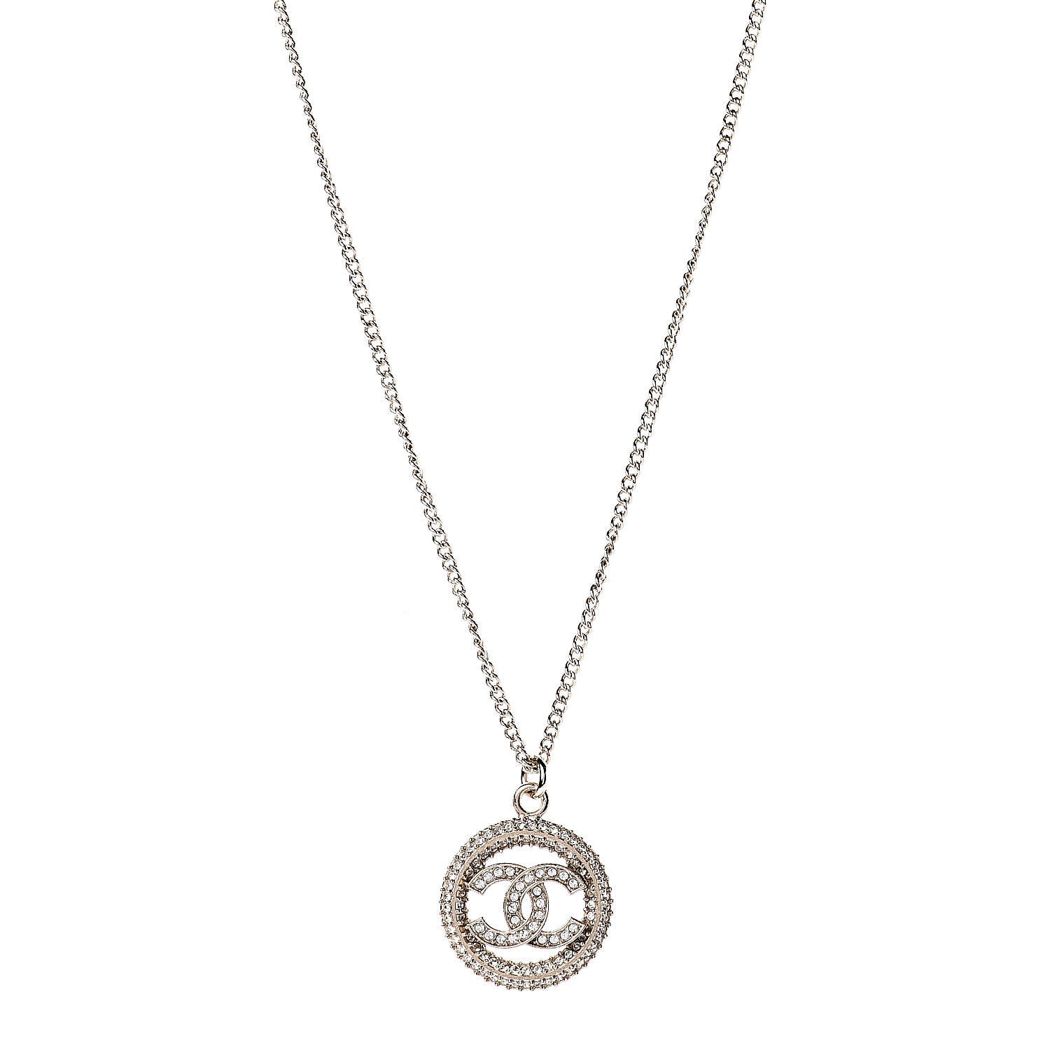 Chanel Crystal CC Medallion Pendant Necklace Gold 1 of 6