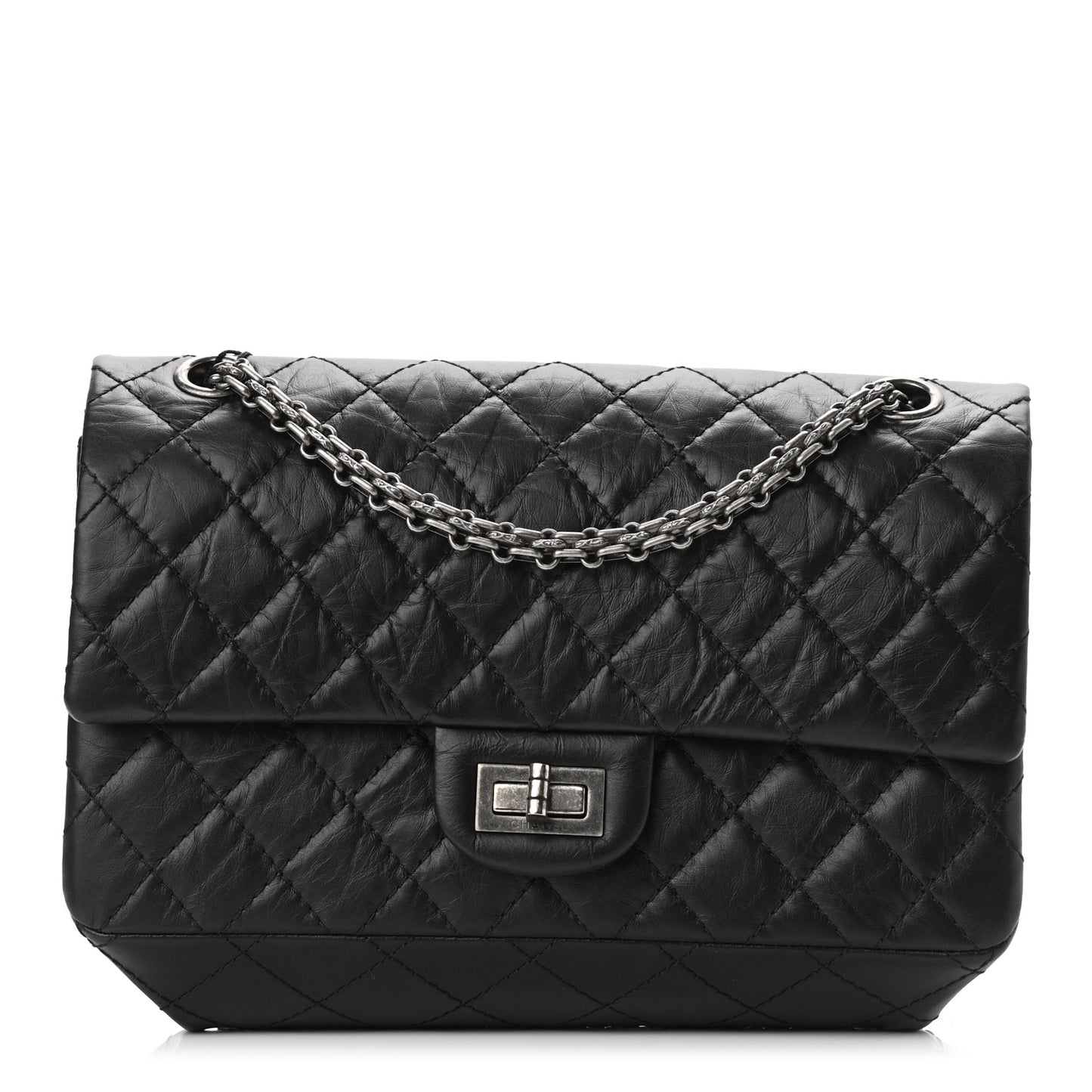Aged Calfskin Quilted 2.55 Reissue 225 Flap Black