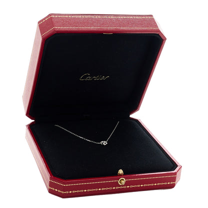 Cartier 18K White Gold Diamond .31ct 1895 Solitaire Pendant Necklace 7 of 7